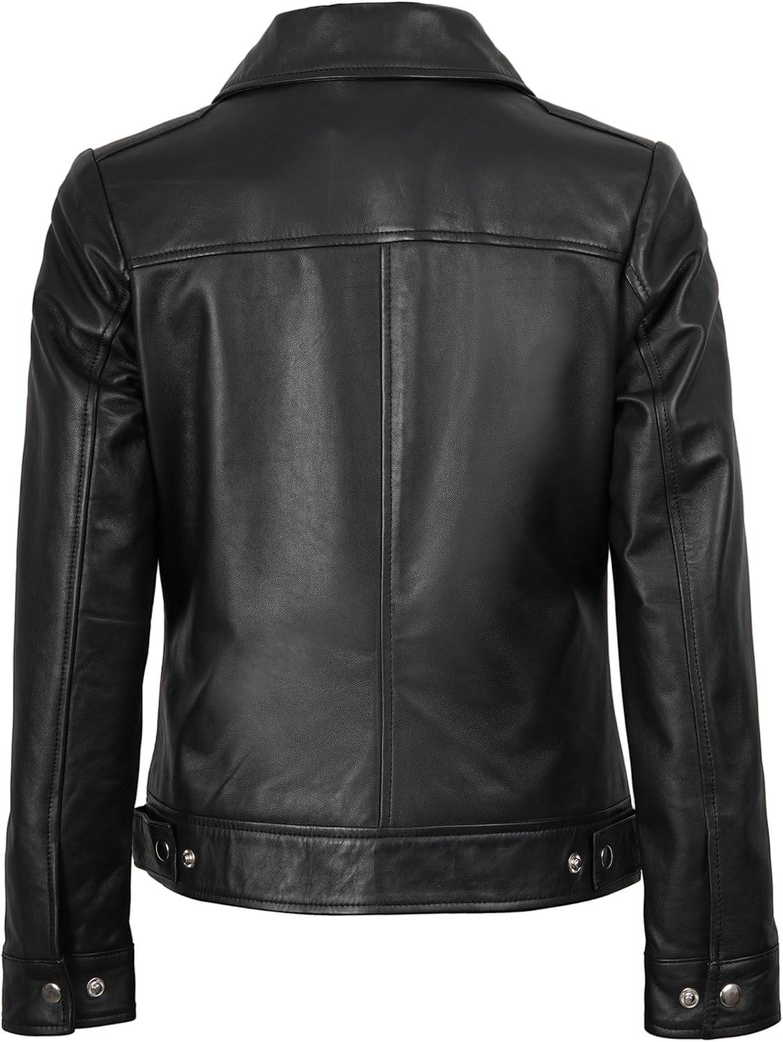 image:imageBlingsoul Real Lambskin Leather Jacket for Women Shirt Collar Leather Jacket WomensBlack