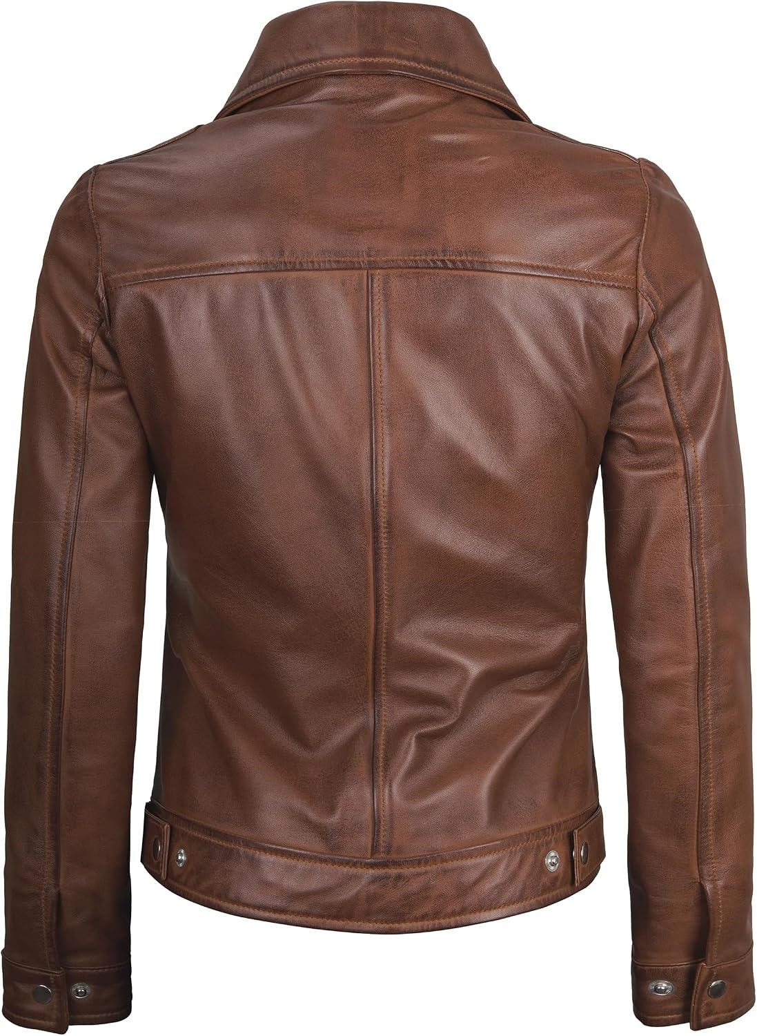 image:imageBlingsoul Real Lambskin Leather Jacket for Women Shirt Collar Leather Jacket WomensCognac Wax