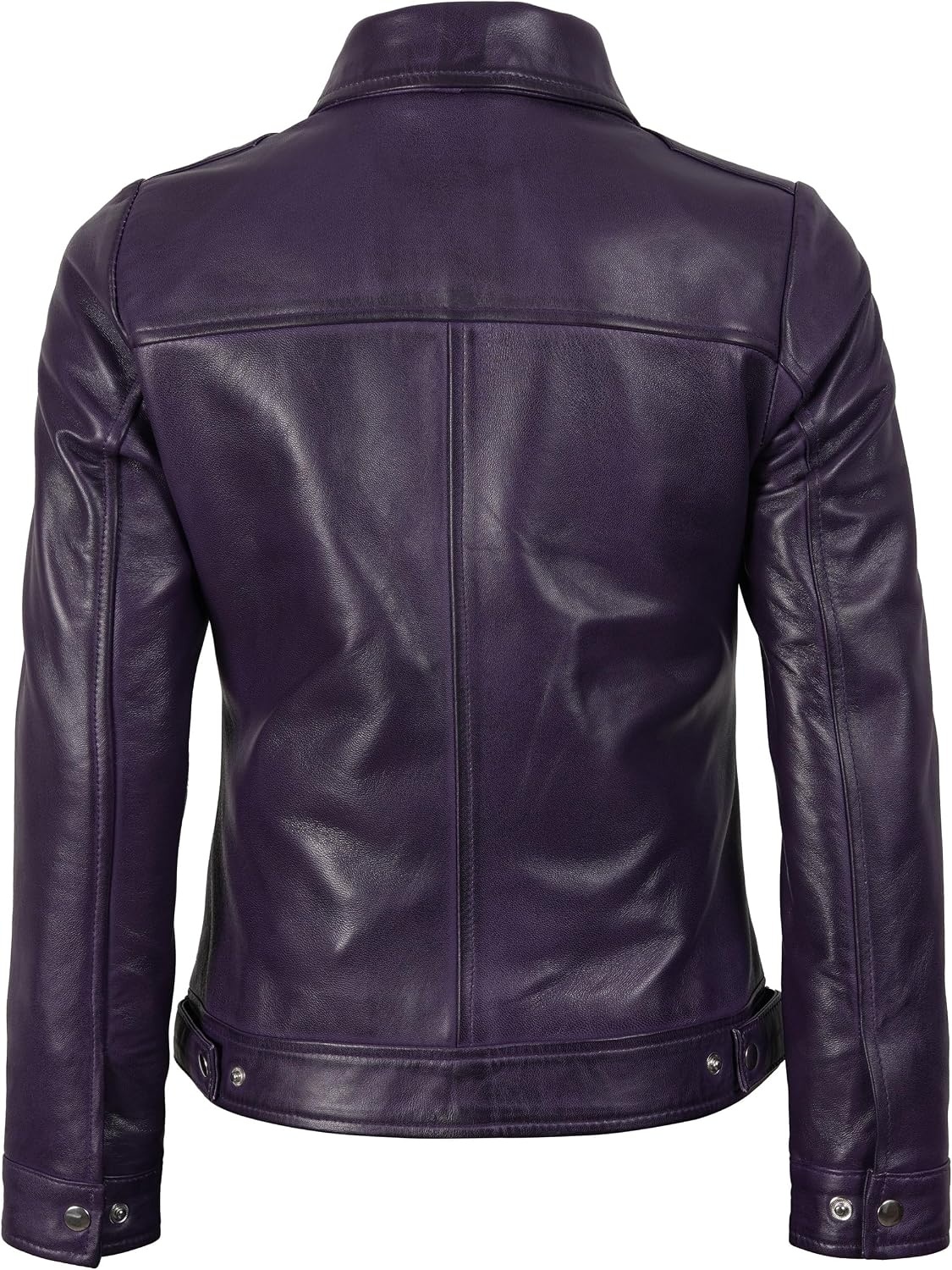 image:imageBlingsoul Real Lambskin Leather Jacket for Women Shirt Collar Leather Jacket WomensPurple Wax