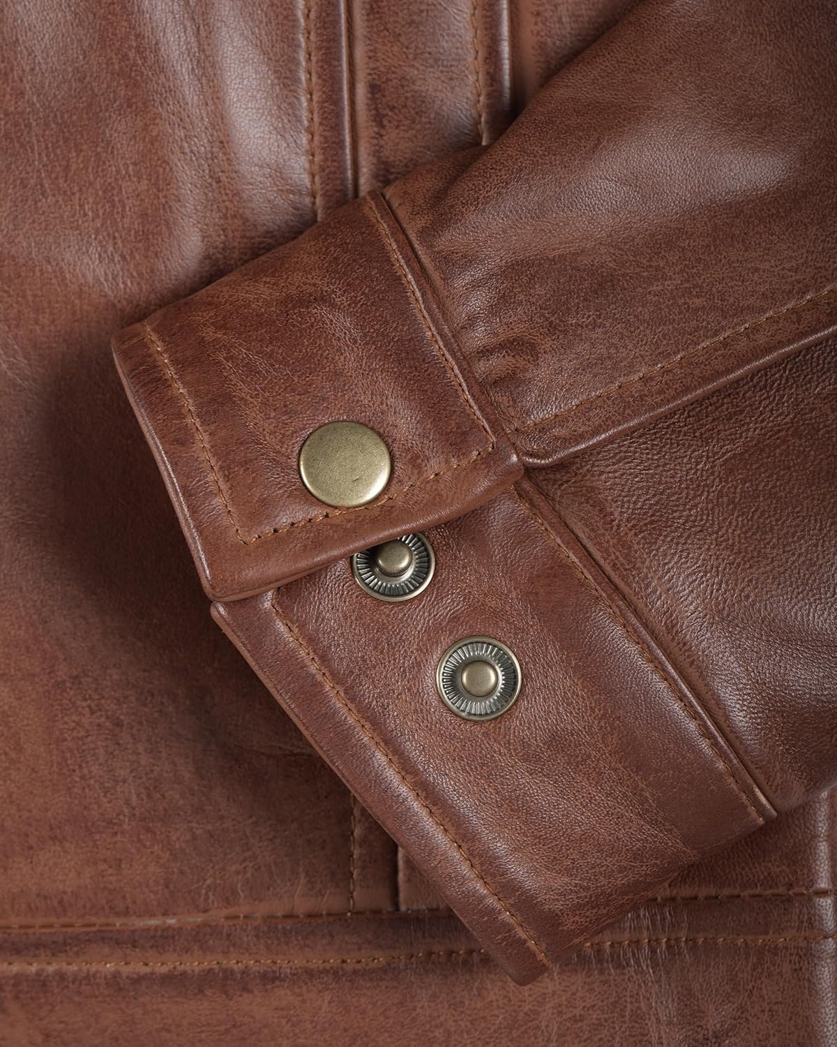 image:imageBlingsoul Vintage Leather Jacket Men Real Lambskin Classic Leather Jacket for Mens with Shirt Style CollarCognac Wax