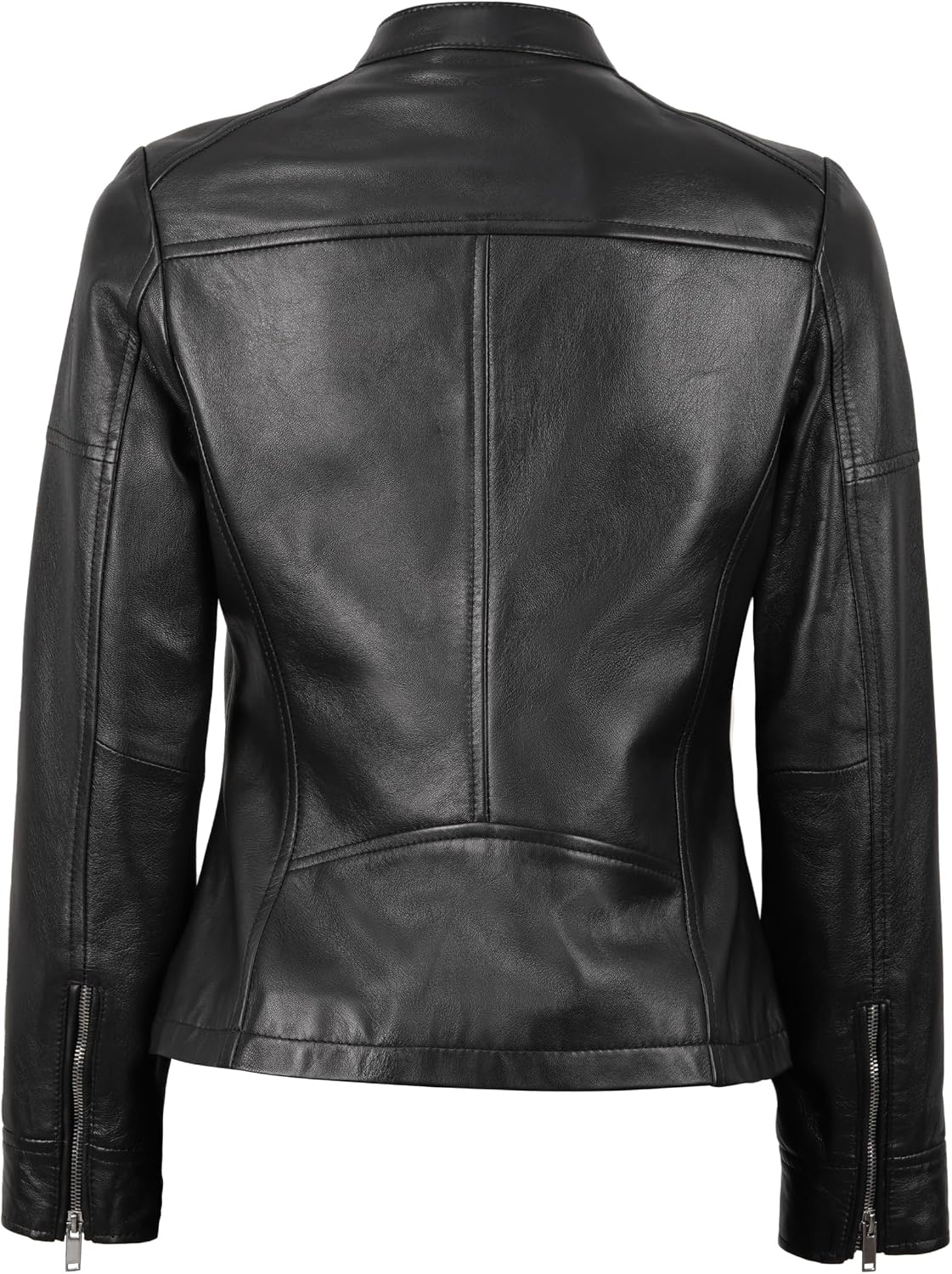 image:imageBlingsoul Womens Leather Jacket Real Lambskin Cafe Racer Biker Style Jacket for WomenBlack