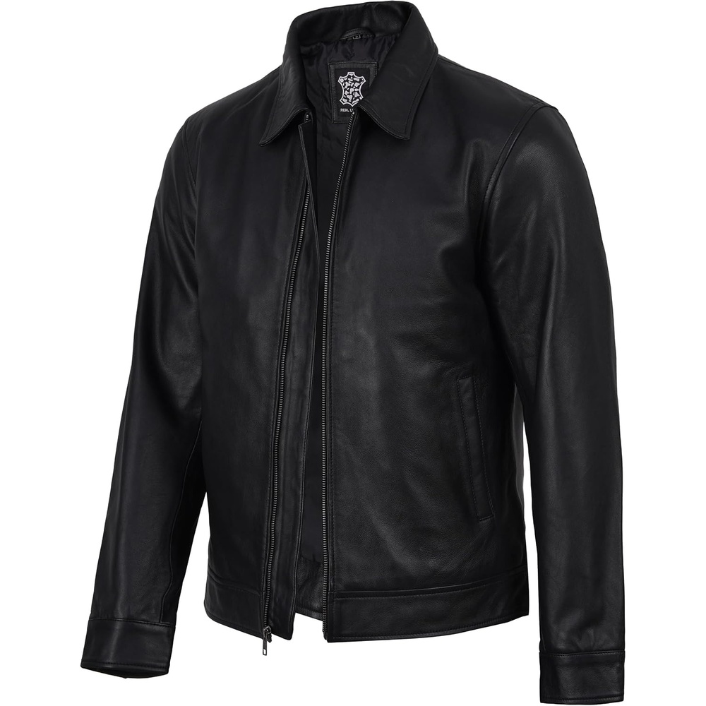 image:imageBlingsoul Classic Real Lambskin Leather Jacket Men Moto Style Leather Jacket For MensBlack