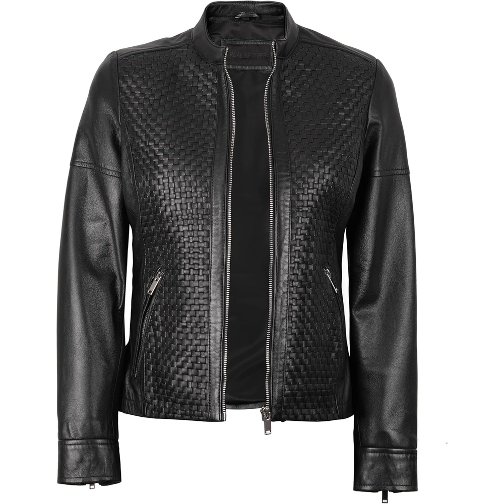 image:imageBlingsoul Disc Leather Jacket Womens In Black 1311526 Maude Black 2XL