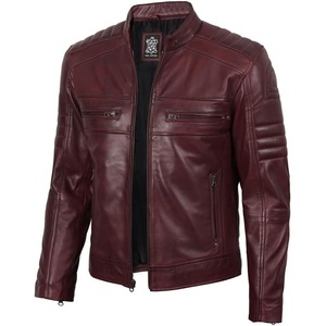 Blingsoul Cafe Racer Leather Jacket Men – Real Lambskin Leather Jacket For Men, Genuine Leather Motorcycle Style Jackets(Burgundy Maroon Wax)