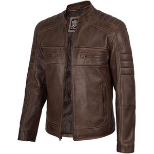 Blingsoul Cafe Racer Leather Jacket Men – Real Lambskin Leather Jacket For Men, Genuine Leather Motorcycle Style Jackets(Coffee Brown)