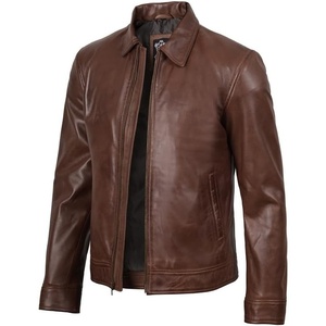 Blingsoul Classic Real Lambskin Leather Jacket Men – Moto Style Leather Jacket For Mens(Cognac Wax)