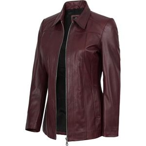 Blingsoul Leather Coats for Womens – Real Long Leather Jacket Women(Burgundy Maroon Wax)