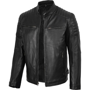 Blingsoul Real Lambskin Leather Jacket Men – Cafe Racer Style Premium Men’s Leather Jacket(Black)