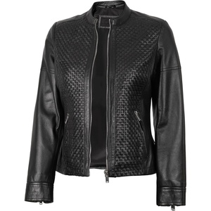 Blingsoul Women’s Leather Jacket – Real Lambskin Cafe Racer Biker Style Jacket for Women(Black)